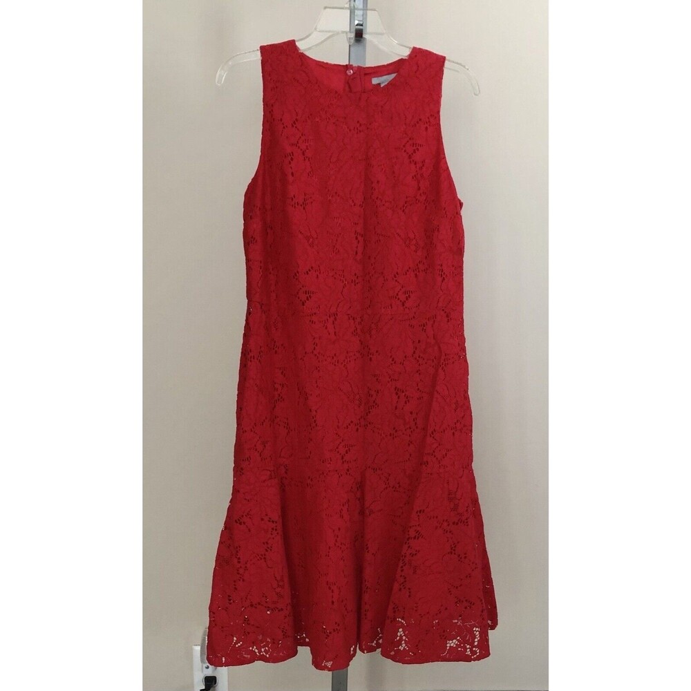 H&M Women’s Dress Size 12 Sleeveless Lace Red, gently Flared Skirt, Lined #
